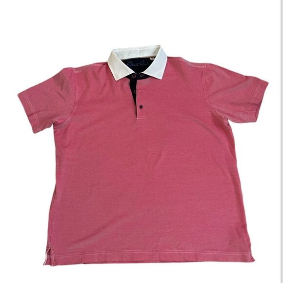 Robert Graham Red Pink 100% Cotton Short Sleeve Polo Shirt Size Medium - Picture 9 of 9